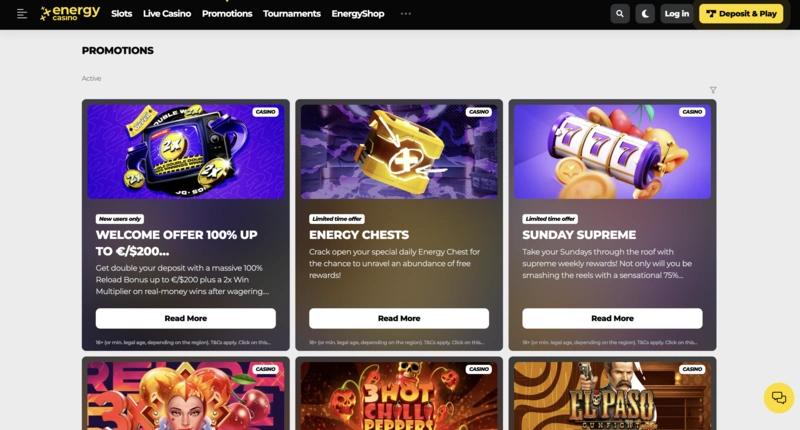 EnergyCasino Bonuses
